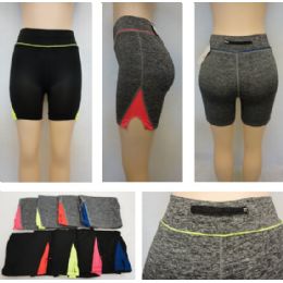 24 Pieces Ladies Active Fitness Shorts [zippered Pocket] - Womens Active Wear