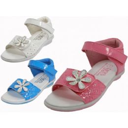 24 Wholesale Toddlers Velcro Top And Side With Flower Top Sandals