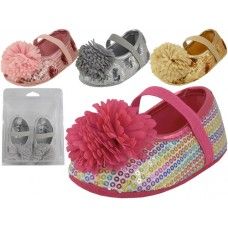 48 Pairs Baby Sequin Shoes With Bow - Baby Accessories