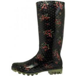 12 Wholesale Women's Ditsy Floral Printed Rain Boots