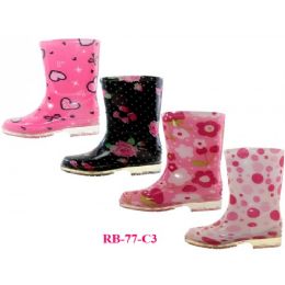 24 Pairs Wholesale Children's Printed Rain Boots - Toddler Footwear