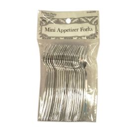 96 Wholesale 20pc Plastic Silver Mini Forks