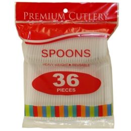72 Pieces 36pc Hd White Spoon - Disposable Cutlery