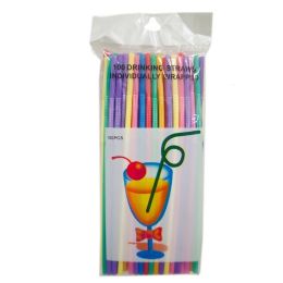 80 Pieces 100 Piece Assorted Color Flexible Straws - Straws and Stirrers
