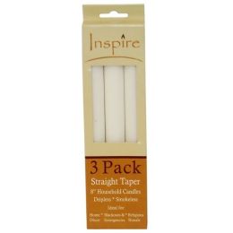 96 Units of 3 Piece 8in All Purpose Candles - Candles & Accessories