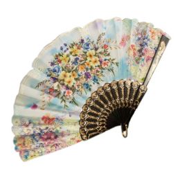 360 Wholesale Flower Glitter Lady Fan Asst Color