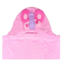 12 Wholesale Baby Hood Blanket (pink) Butterfly