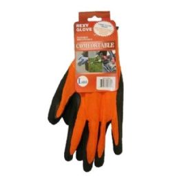 120 Pairs Bright Orange Poly W Black Latex Glove L - Working Gloves