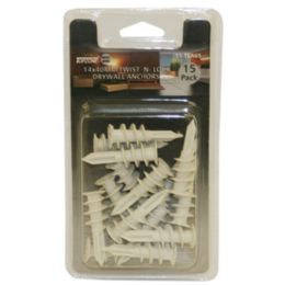 144 Pieces 15pc 14x40mm Twist Lock Drywall Anchors - Tool Sets