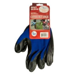 120 Wholesale Blue Poly With Blacknitrile Coat Gloves Size Medium