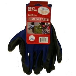 120 Wholesale Blue Poly With Blacknitrile Coat Gloves Size Large