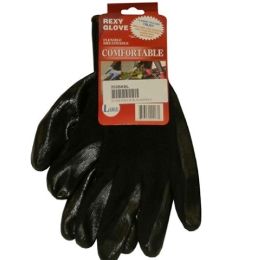 120 Pairs Black Poly With Blacknitrile Coat Gloves Size Large - Working Gloves