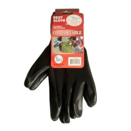 120 Units of Black Poly With Blacknitrile Coat Gloves Size Medium - Working Gloves