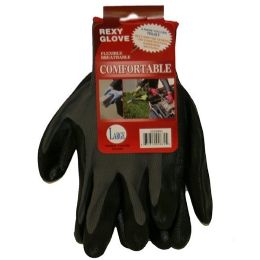 120 Wholesale Grey Poly W Blacknitrile Coat Gloves L
