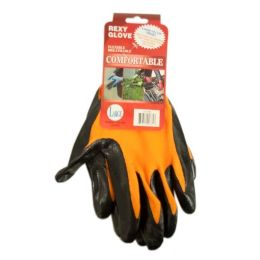 120 Wholesale Orange Poly With Blacknitrile Coat Glove Size Large