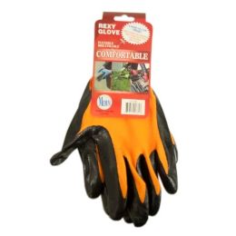 120 Wholesale Orange Poly With Blacknitrile Coat Glove Size Medium