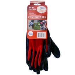 120 Wholesale Red Poly With Black Nitrile Coated Gloves Size Medium