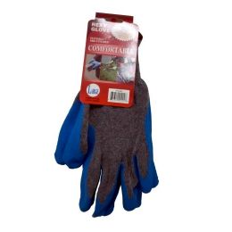 120 Pieces Grey Knitt With Blue Rubber Palm Large - Knitted Stretch Gloves