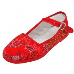 36 Bulk Girls' Brocade Mary Janes ( Red Color Only)