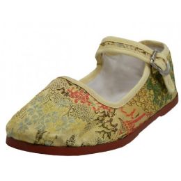 36 Pairs Toddlers' Brocade Mary Janes ( Gold Color Only) - Toddler Footwear