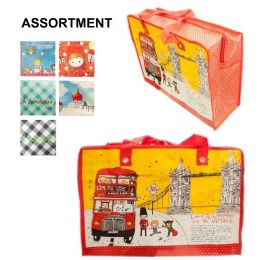 48 Wholesale Printed Zipper Bag 15.75x12x5.5in