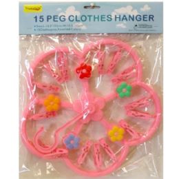 96 Pieces Clothes Hanger W15pc Clips Flower Style - Clothes Pins