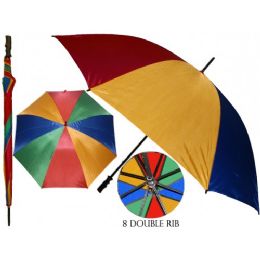 36 Units of 50 Inches Diameter With Double Ribbed Jumbo Rainbow Umbrella - Umbrellas & Rain Gear