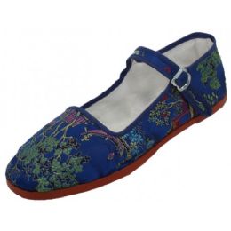 36 Wholesale Women's Brocade Mary Jane Shoes ( Navy Color Only)