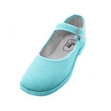 36 Wholesale Women's Cotton Mary Jane Shoes Light Blue Color Only