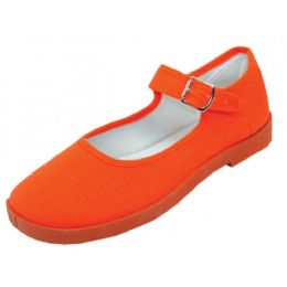 36 Wholesale Women's Cotton Mary Jane Shoes (orange Color Only)
