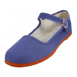 36 Wholesale Women's Canvas Classic Mary Janes (baja Blue Color Only)