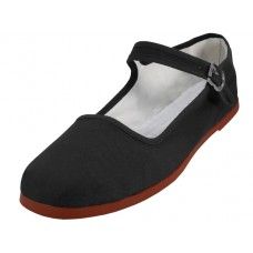 36 Wholesale Women's Canvas Classic Mary Janes Black Color Only
