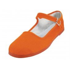 36 Wholesale Women's Canvas Classic Mary Janes Shoe Orange Color Only