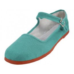 36 Wholesale Women's Canvas Classic Mary Janes (lagoon Color Only)