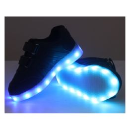 18 Units of Led Shoes Kids Mix Size ( 18 Pairs ) Black Only - Unisex Footwear