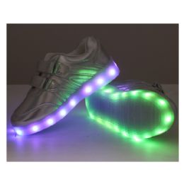 18 Wholesale Led Shoes Kids Mix Size ( 18 Pairs ) Silver Only