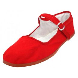 36 Pairs Girl's Classic Cotton Mary Jane Shoes Red Color Only - Girls Shoes