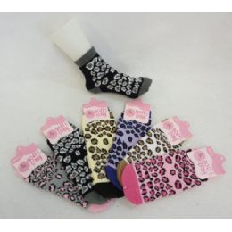48 Units of Womens Leopard Print Warm Fuzzy Socks - Womens Fuzzy Socks