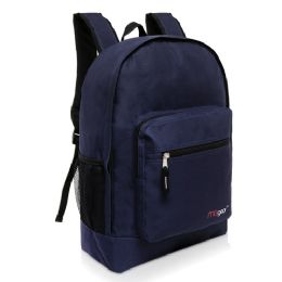 20 Wholesale Mggear 17.5 Inch MultI-Pocket School Book Bags In Bulk, Navy Blue