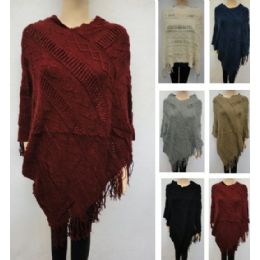 12 Wholesale Diagonal Diamond Knitted Shawl With Fringe