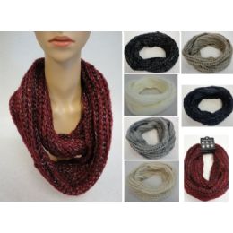 48 Wholesale Metallic Knitted Infinity Scarf