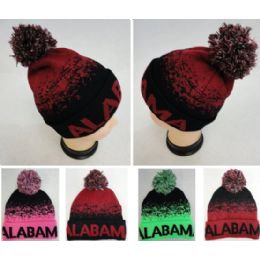48 Pieces Alabama Knitted Hat With Pom Pom - Winter Beanie Hats