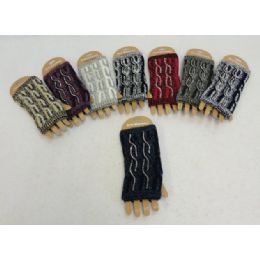 48 Wholesale Knitted Hand Warmers [variegated Cable Knit W Rhinestone Studs