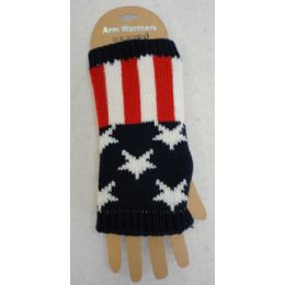 48 Wholesale American Flag Knitted Hand Warmers