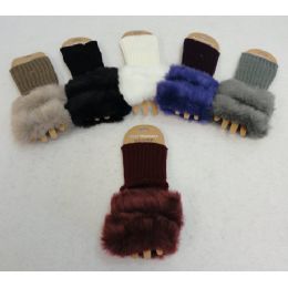 48 Wholesale Knitted Hand Warmers [plush Trim]