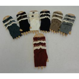 48 Units of Knitted Hand Warmers [antique LacE-1 Button]assorted Colors - Arm & Leg Warmers
