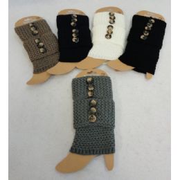 12 Wholesale Knitted Boot Cuffs [tight Knit/3 Buttons]