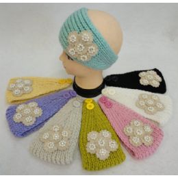 46 Bulk Hand Knitted Ear Band W Applique [flower/pearl/diamond]