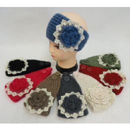 48 Bulk Hand Knitted Ear Band [knit FloweR-Metallic Lace]