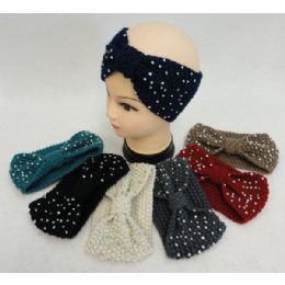 48 Pieces Hand Knitted Ear Band [bow Shape Loop & Rhinestones] - Ear Warmers
